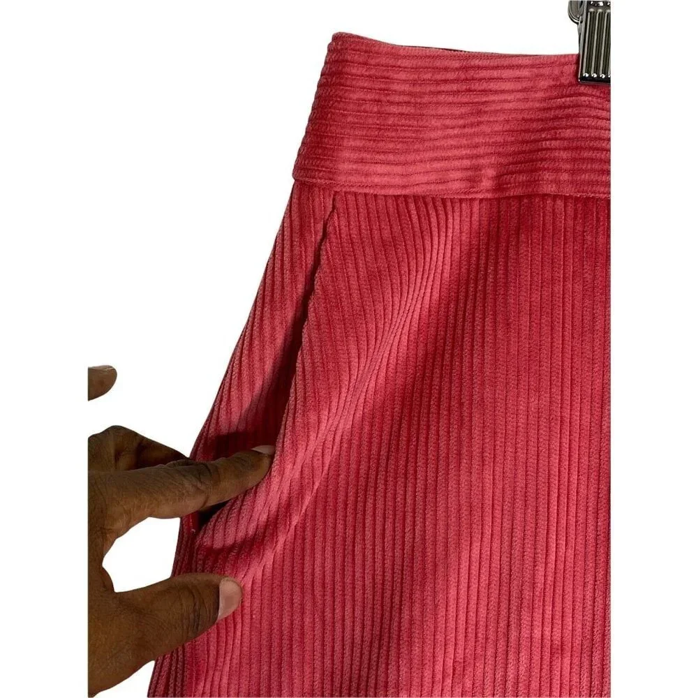 1901 Womens A Line Corduroy Skirt Pink Pleated‎ Lined Pockets Cotton SZ 18